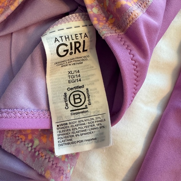 ATHLETA GIRL RASHGUARD ONE PIECE SWIMSUIT SIZE 12 / XL - Picture 5 of 6